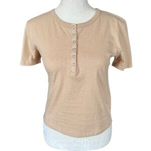 Zara women's crop top beige short sleeve pullover stretchy size small